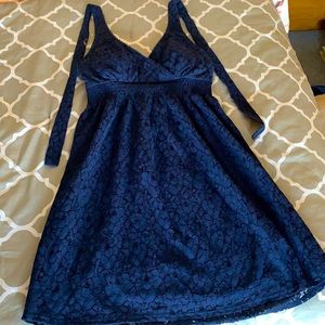 Worn Once- Navy Lace Halter Dress